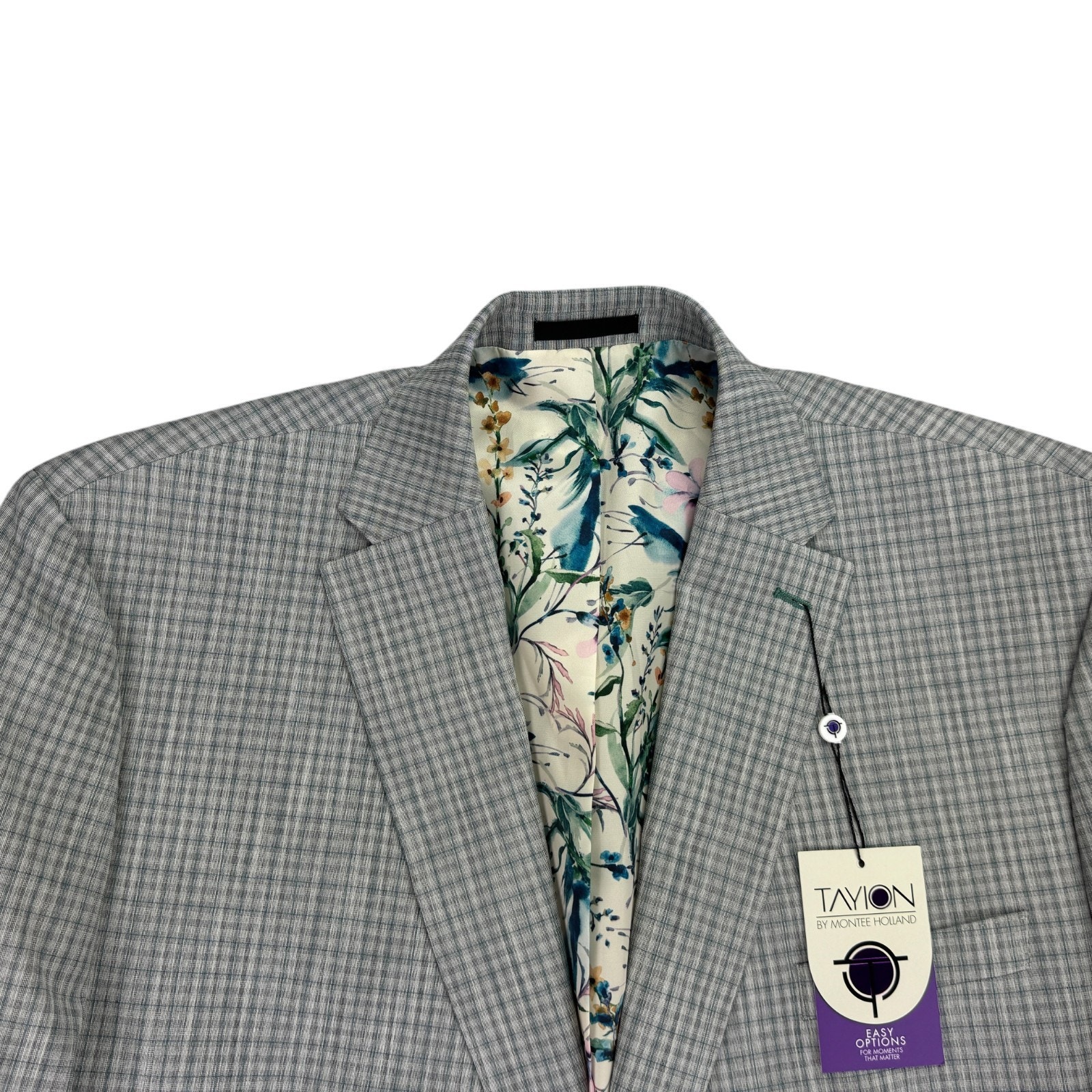 Tayion Mens Agordy Regular Fit Plaid Suit Jacket Gray Green 50r — image 2 of 6
